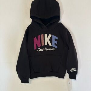 Nike Kids Black Hoodie with Multicolor Logo Size 5